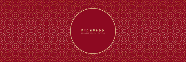 经典的矢量无缝模式。宝红色，东方波浪图案设计。可重复几何装饰的中国纹理。图片下载