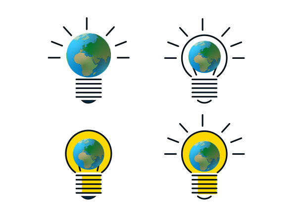 代表地球形状的灯泡的矢量图标或象形文字。象征着拯救环境的斗争。图片下载