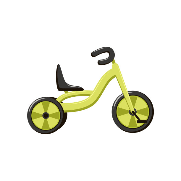 绿色自行车儿童矢量插图图片下载