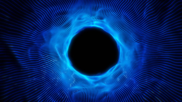 数字光时空传送门，抽象背景。隧道概念人工智能，虚拟现实，元宇宙，区块链加密货币，技术，赛博朋克色彩库存照片图片下载