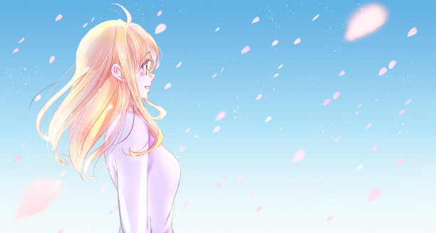 一个在樱花风暴中表情平静的女人图片下载