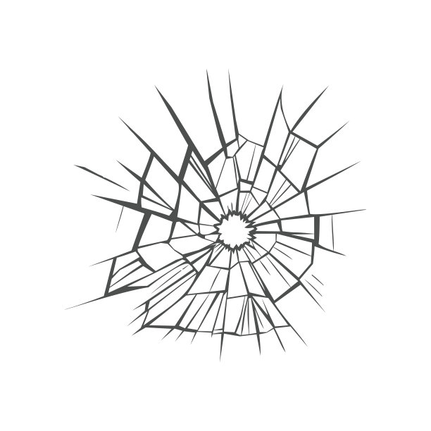 白色背景的玻璃上有弹孔图片下载