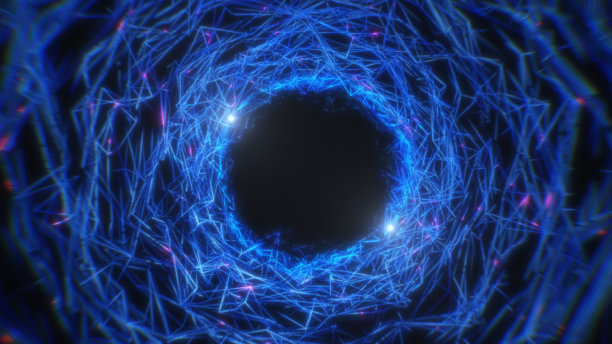 数字光时空传送门，抽象背景。隧道概念人工智能，虚拟现实，元宇宙，区块链加密货币，技术，赛博朋克色彩库存照片图片下载