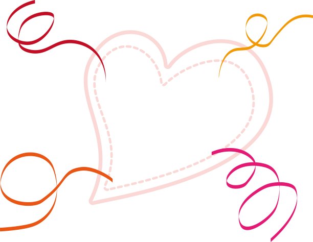 漂亮的粉红色心形框架和翱翔的丝带/插图材料(矢量插图)图片下载