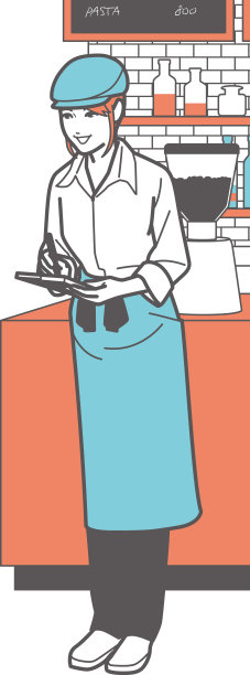 女服务员在咖啡馆里点餐的女服务员图片下载