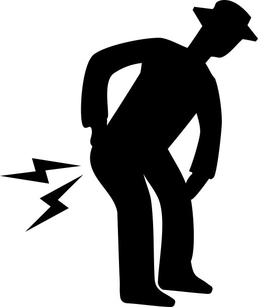 一名男子双手叉腰遭受背部疼痛的剪影/插图材料(矢量插图)图片下载