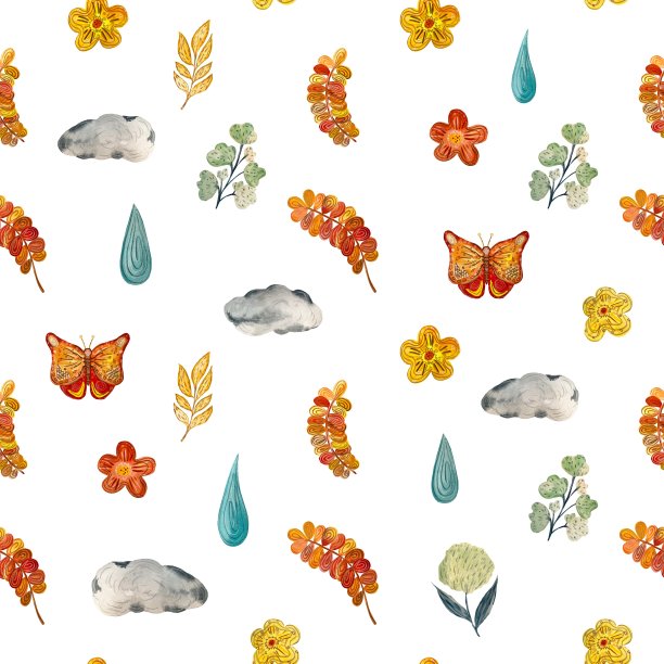 花蝴蝶滴云纹理可爱的图案图片下载