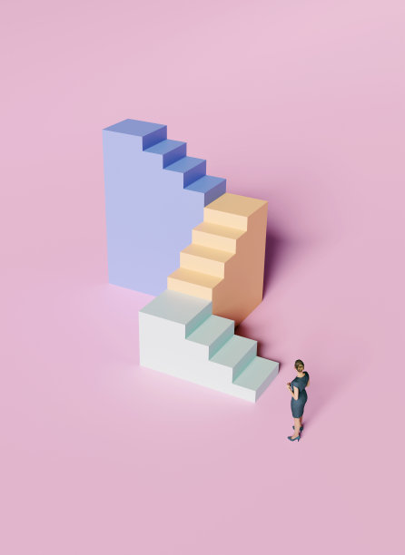 女人准备走上成功的阶梯图片下载