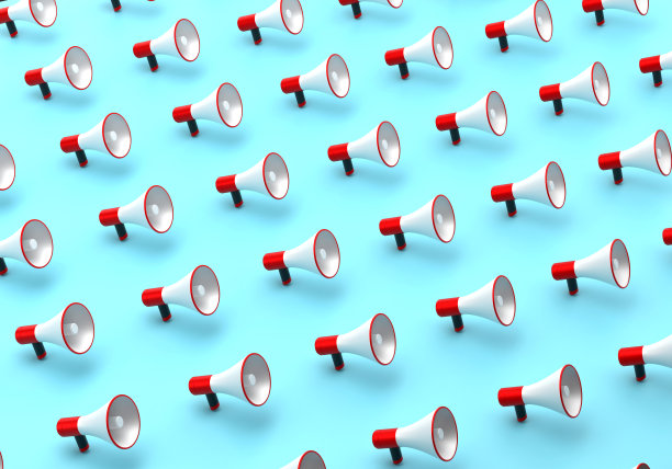 重复扩音器在蓝色背景图片下载