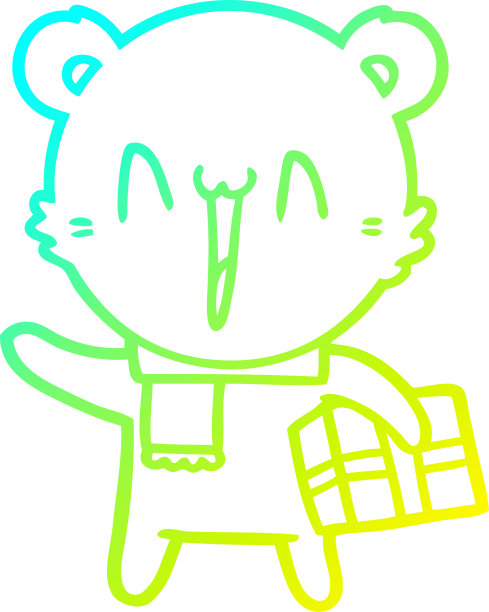 冷梯度线画一个快乐的北极熊卡通图片下载