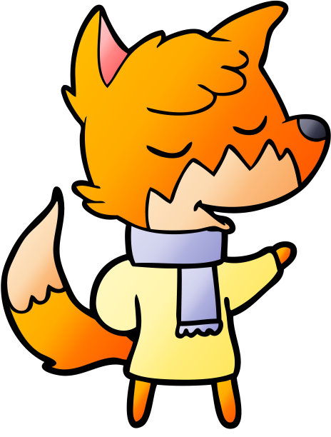 友好的卡通狐狸在冬天的衣服图片下载