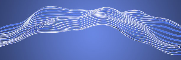 彩色玻璃像蓝色的带子漂浮在蓝色的背景前图片下载