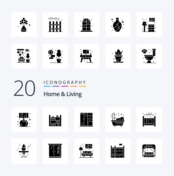 20 .居家和生活实心象形图标包喜欢图片下载