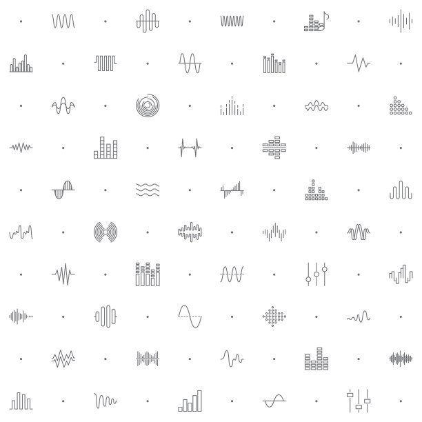 无缝模式与声波图标在白色背景。图片下载