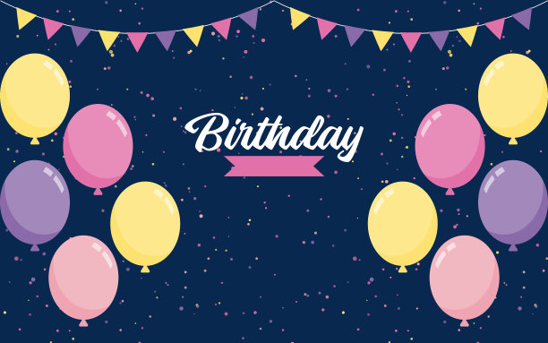 生日快乐文字横幅与气球图片下载