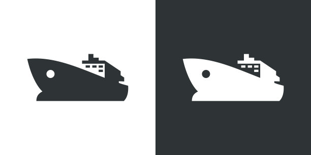 货船图标。白色和黑色背景水上运输图片下载