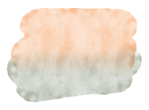 水彩背景在柔和的橙色和绿色的异国情调的热带设计。手绘纹理斑点由画笔和墨水画在孤立的背景。彩色水彩画图片下载