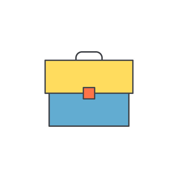公文包图标。简单的轮廓彩色外交官插图。图片下载