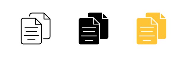 文件组集图标。信息，文本文档，阅读器，文件夹，pdf文件，私人，书，笔记。数据集概念。矢量图标在直线，黑色和彩色风格的白色背景图片下载