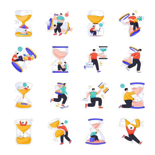 时间平面插图包图片下载