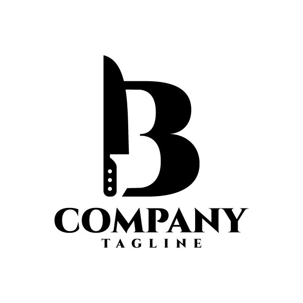 字母B和一把刀，适合任何与烹饪，餐具，武器或刀有关的业务。图片下载