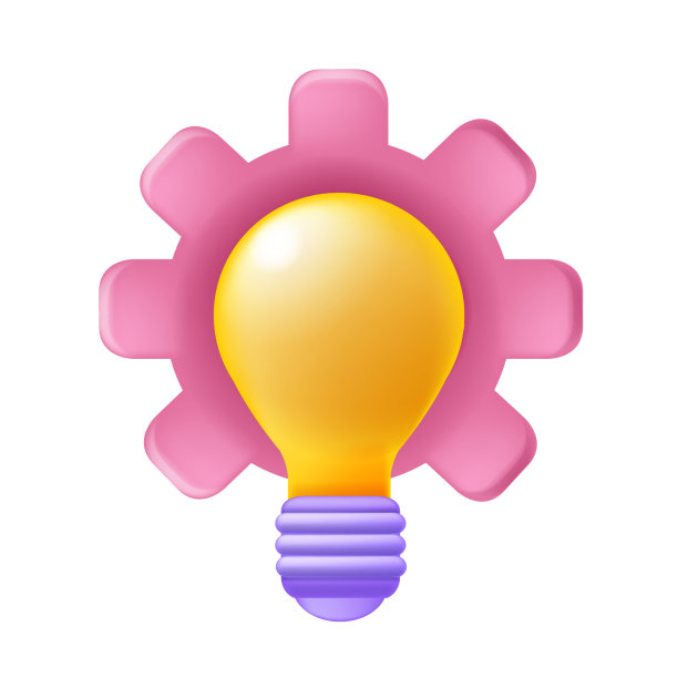 3D灯泡图标，创意齿轮灯泡，矢量创意领导抽象标志，电子闪光灯。图片下载