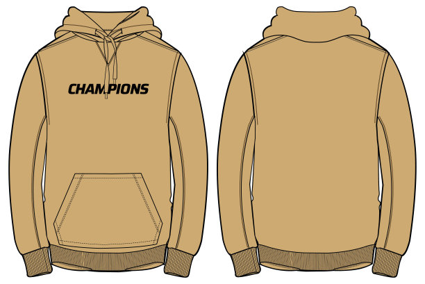 长袖连帽衫运动衫设计平面素描插图，连帽毛衣夹克与前后视图，连帽冬季夹克男女。训练时，冬天穿运动外套图片下载