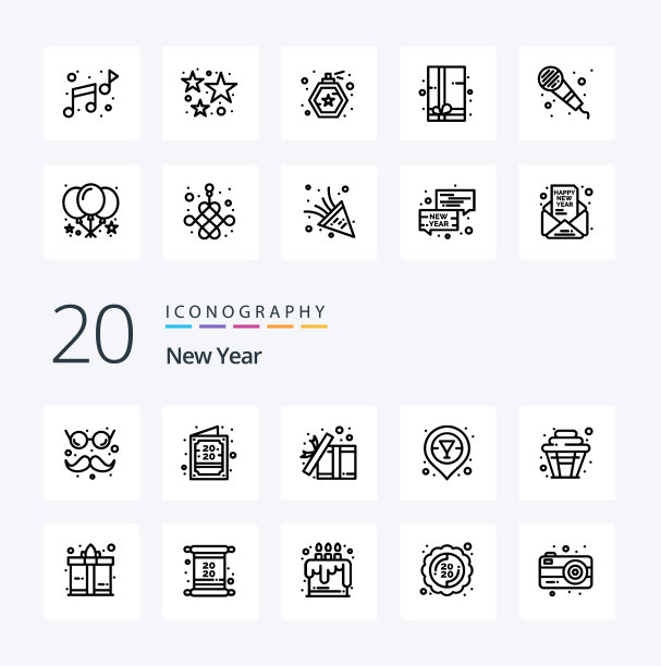 20 .新年线图标包像杯伏特加盒图片下载