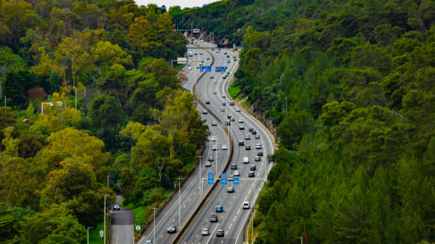 航拍里斯本市的高速公路穿过森林地区图片下载