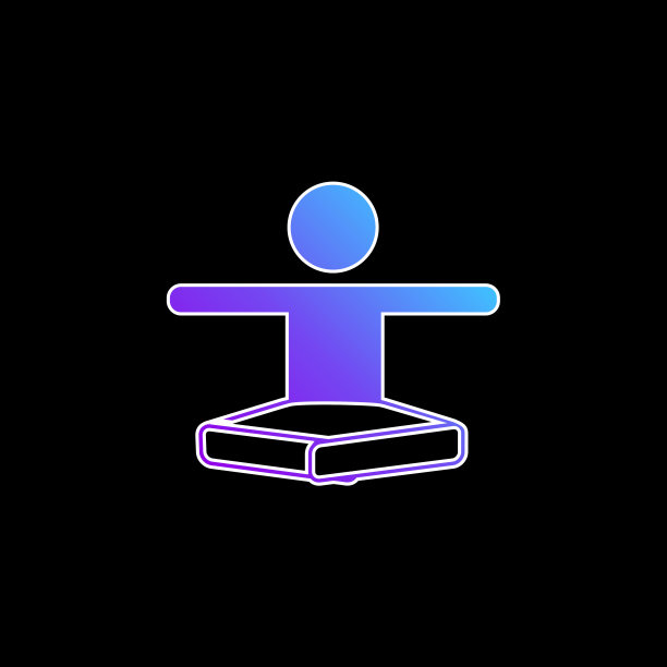 男孩在莲花位置拉伸手臂蓝色梯度矢量图标图片下载