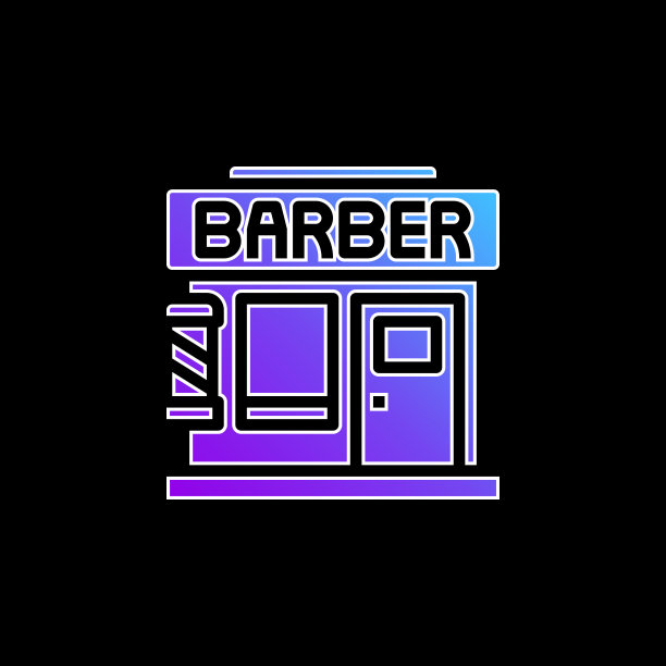 理发店蓝色渐变矢量图标图片下载