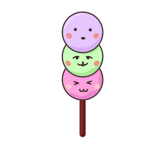 亚洲食物符号元素滑稽的卡通图标图片下载