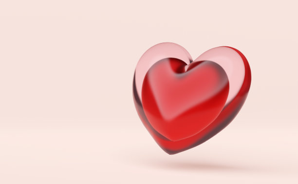 红色的心玻璃形态隔离在粉红色的背景，健康的爱或世界心脏日或情人节的概念，3d插图或3d渲染图片下载