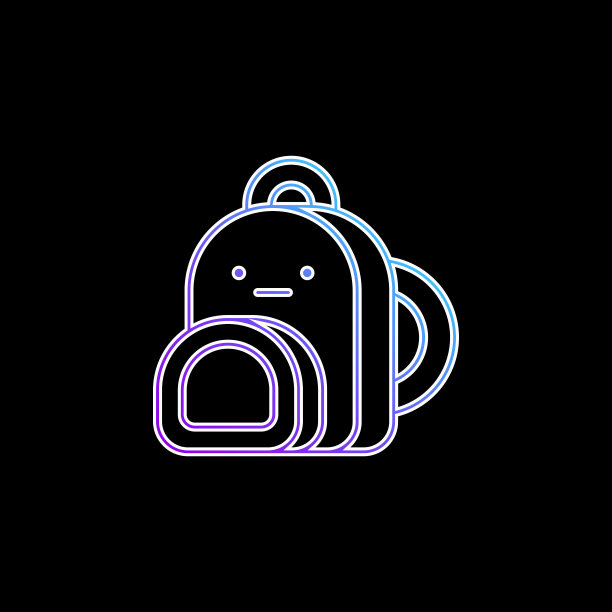 背包蓝色梯度矢量图标图片下载