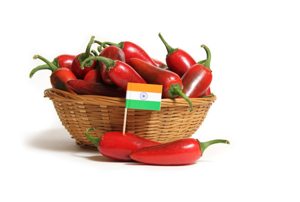 白色背景上有新墨西哥州国旗的红墨西哥胡椒图片下载