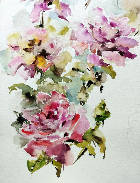 抽象的亮色装饰背景。手工花卉图案。美丽温柔浪漫的一束春花图片下载