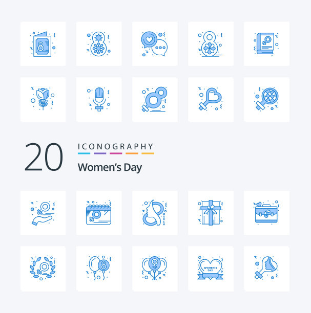 20 .妇女节蓝色图标包喜欢礼物图片下载