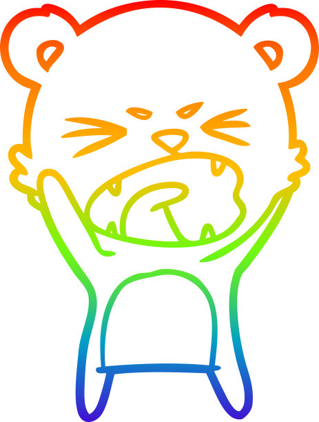 彩虹渐变线画一个愤怒的卡通熊大喊图片下载