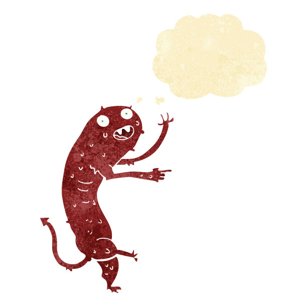 卡通粗鄙的小怪物与思想泡沫图片下载