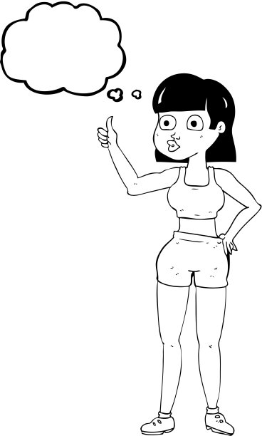 徒手画的思想泡泡卡通健身房的女人图片下载