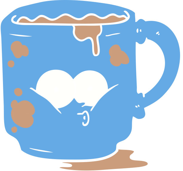 平面彩色风格卡通脏办公室马克杯图片下载