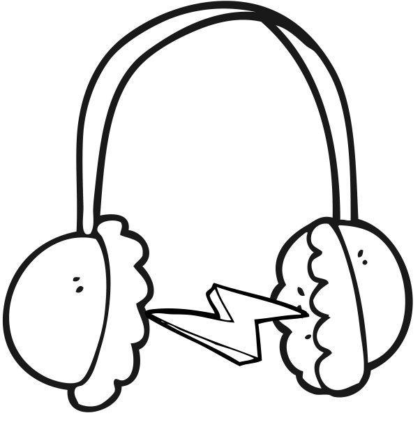 手绘黑白卡通耳机图片下载