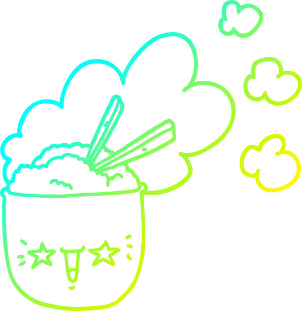 冷梯度线画一个可爱的卡通热饭碗图片下载