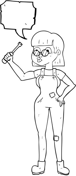 手绘语音泡泡卡通女机械师图片下载