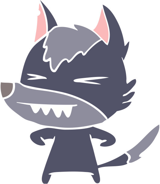 愤怒的狼平面色彩风格卡通图片下载