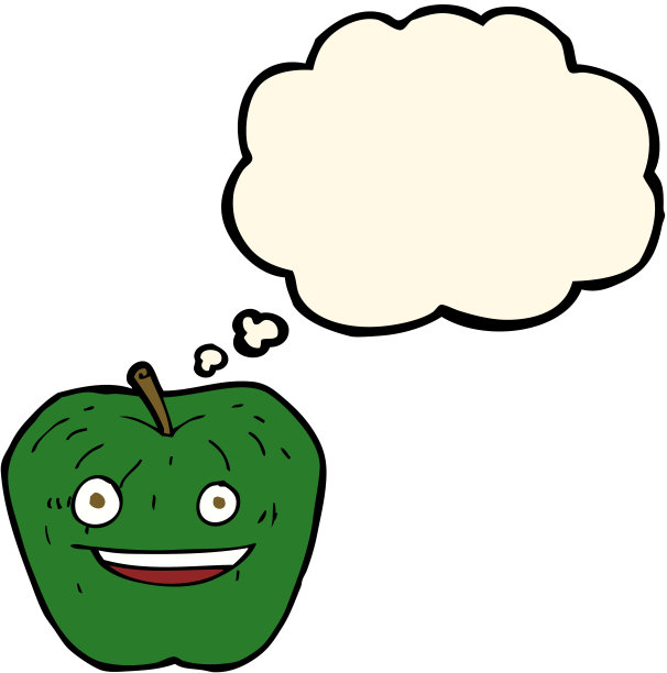 带有思想泡泡的卡通苹果图片下载