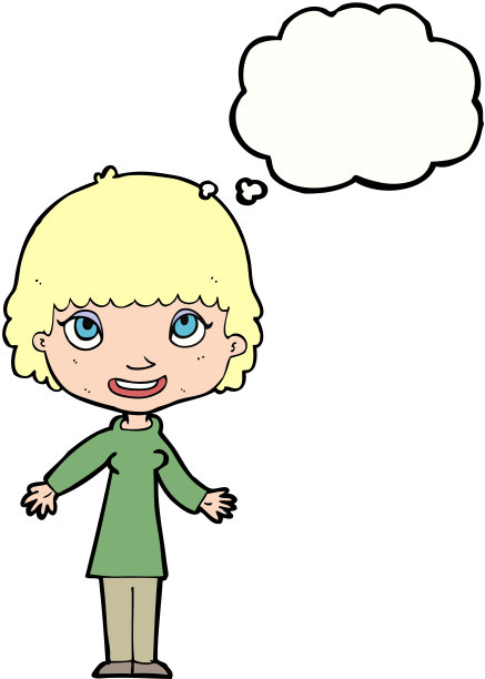 卡通快乐女人与思想泡泡图片下载