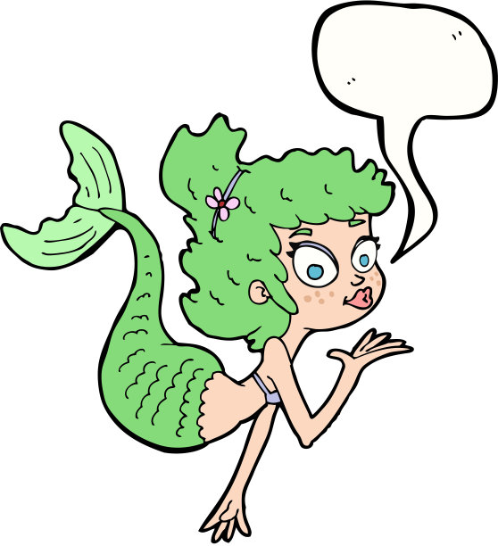 卡通漂亮的美人鱼与语音泡泡图片下载