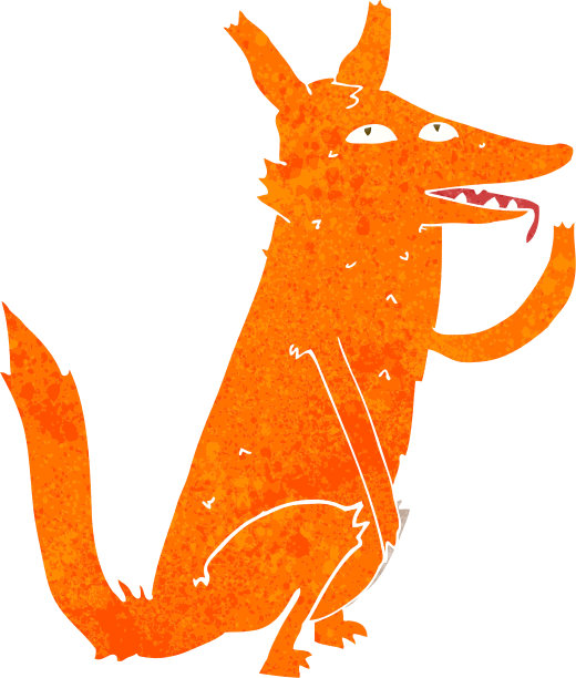 卡通狐狸舔爪子图片下载