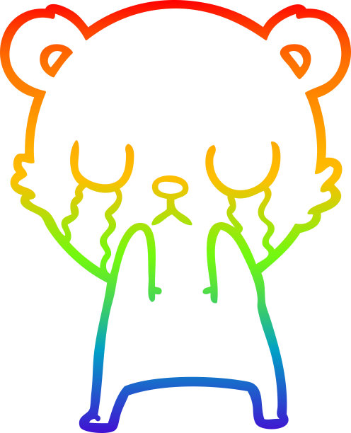 彩虹梯度线画一个哭泣的北极熊卡通图片下载